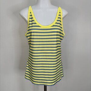 Patagonia Tank Top Medium Yellow Gray Striped Athletic Capilene1 Silkweight